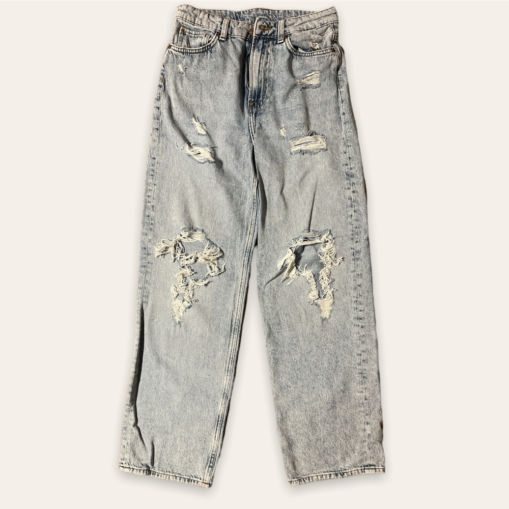 Distressed mom jeans